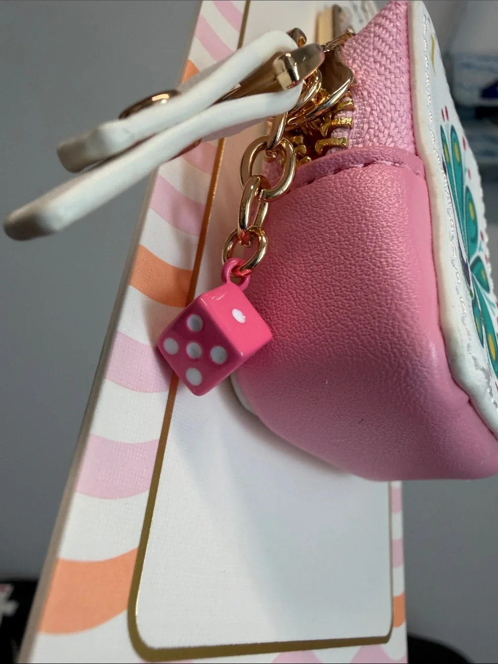 Piper K | Peacock Card Pink Coin Purse Bag Charm 🦚
